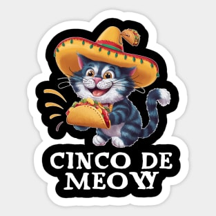 Cinco De Meow Funny Cat De mayo Fiesta  Taco Cat Cute Sticker